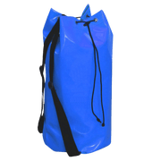 Blå 40L fallskyddsbag med vattentät design och förstärkt botten.