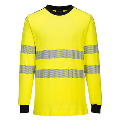 Flamsäker långärmad t-shirt Klass 3 med segmenterad reflextejp