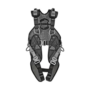 SPIDR fallskyddssele grå med snabbspännen, komfortvaddering och räddningsöglor.
