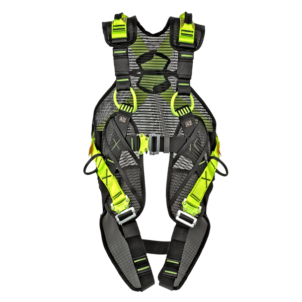 SPIDR fallskyddssele gul med snabbspännen och komfortvaddering.