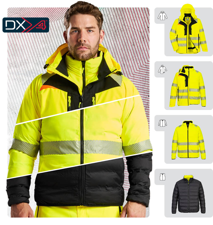 Portwest - DX466 - Vinterjacka 4-1-jacka varsel klass 3