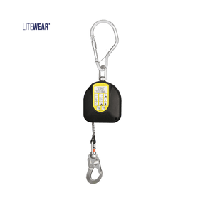 Fallskyddsblock 6 m med slitstarkt polyesterband och storkrok.