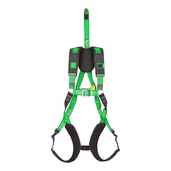 Justerbar Litewear fallskyddssele i svart och blå färg.