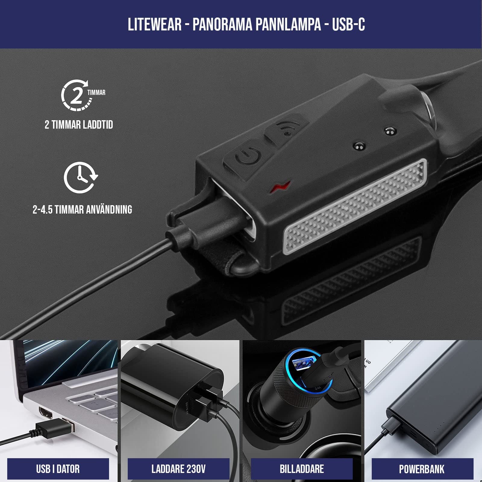 Pannlampa Litewear Panorama – 230° ljusfält, lätt och slitstark design