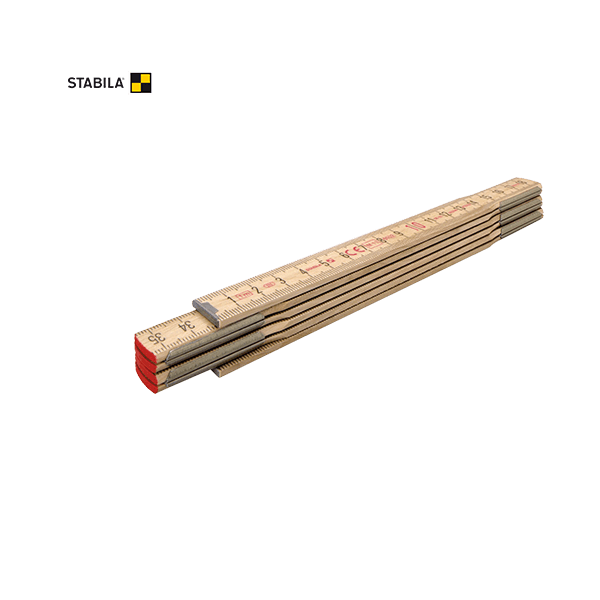 STABILA Tumstock 2m – Naturfärgad Bok med Svart Skala och Beslag